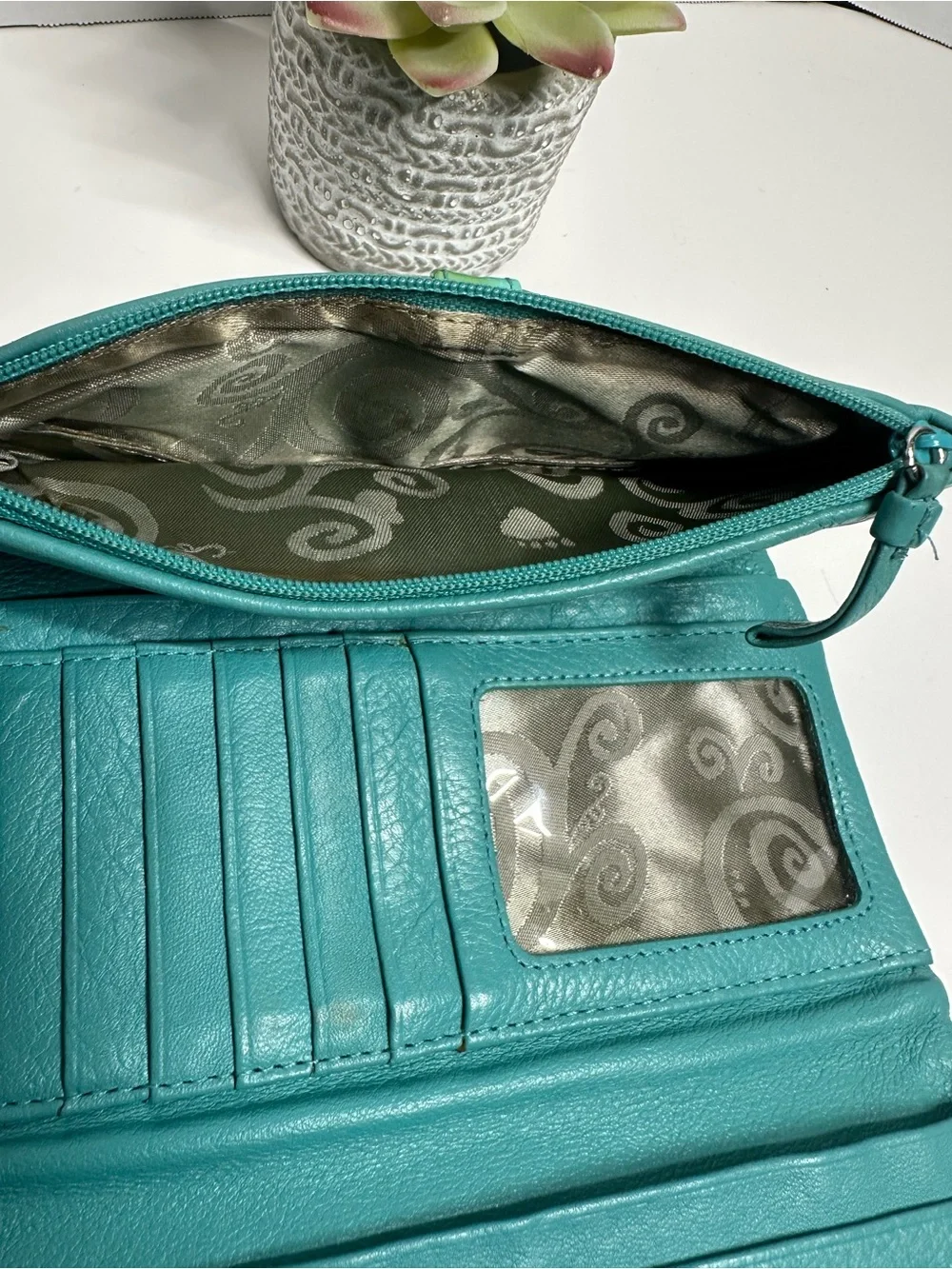 Brighton Turquoise Fold-Over Leather Clutch